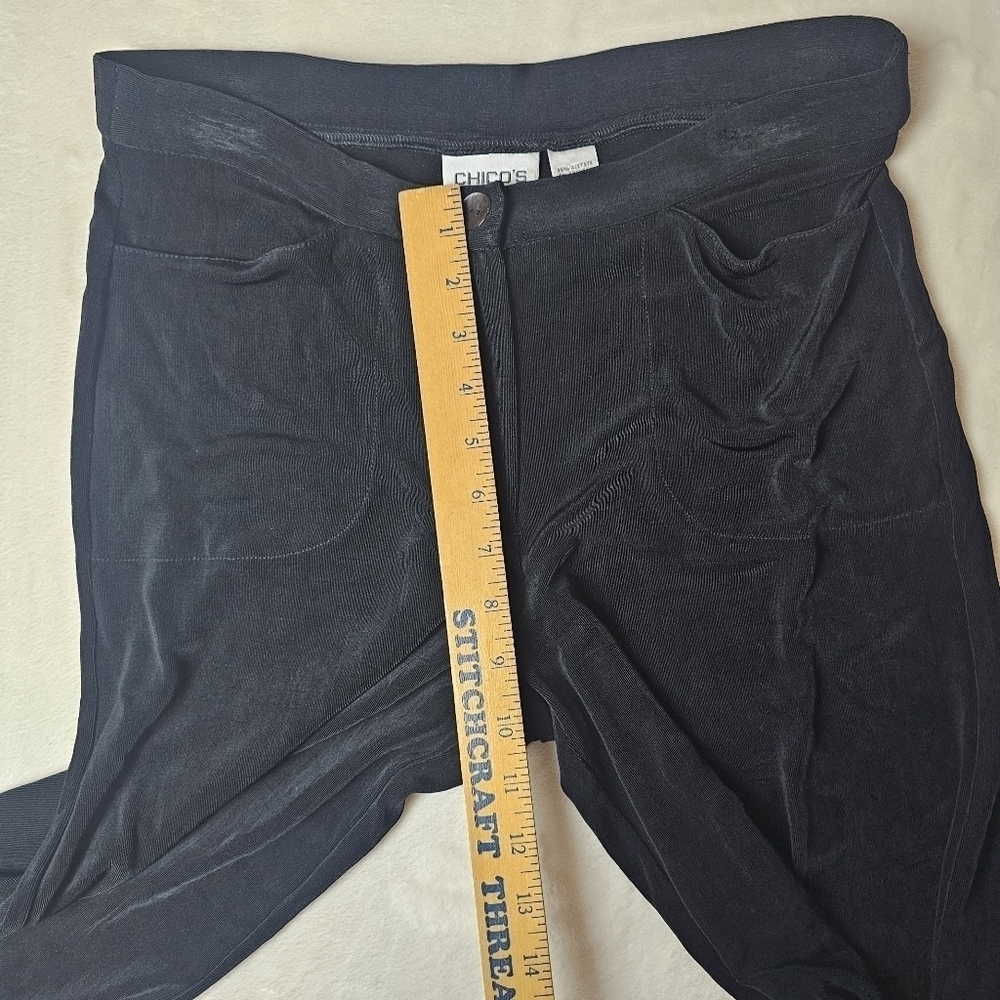 Chicos Travelers Pants Medium Black No Wrinkle Straight Leg Size 1 - Picture 7 of 8